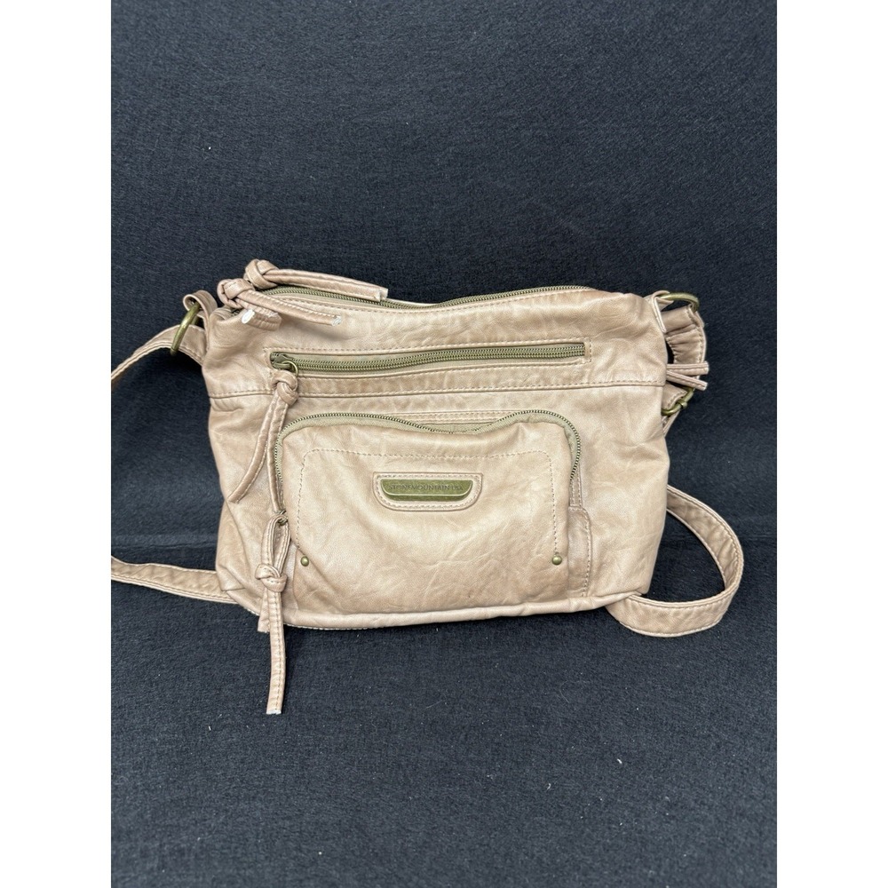 STONE MOUNTAIN USA Taupe Faux Leather Crossbody Bag Shoulder Bag Medium 11" x 8"